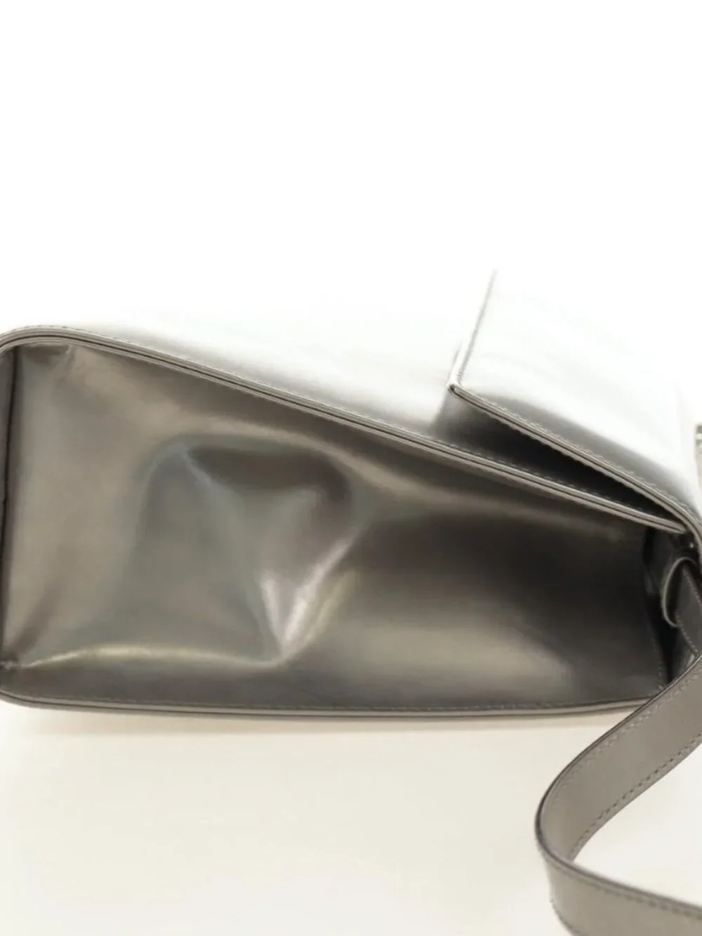 Salvatore Ferragamo Gancini Hand Bag Patent leather 2way Silver Auth 184795V